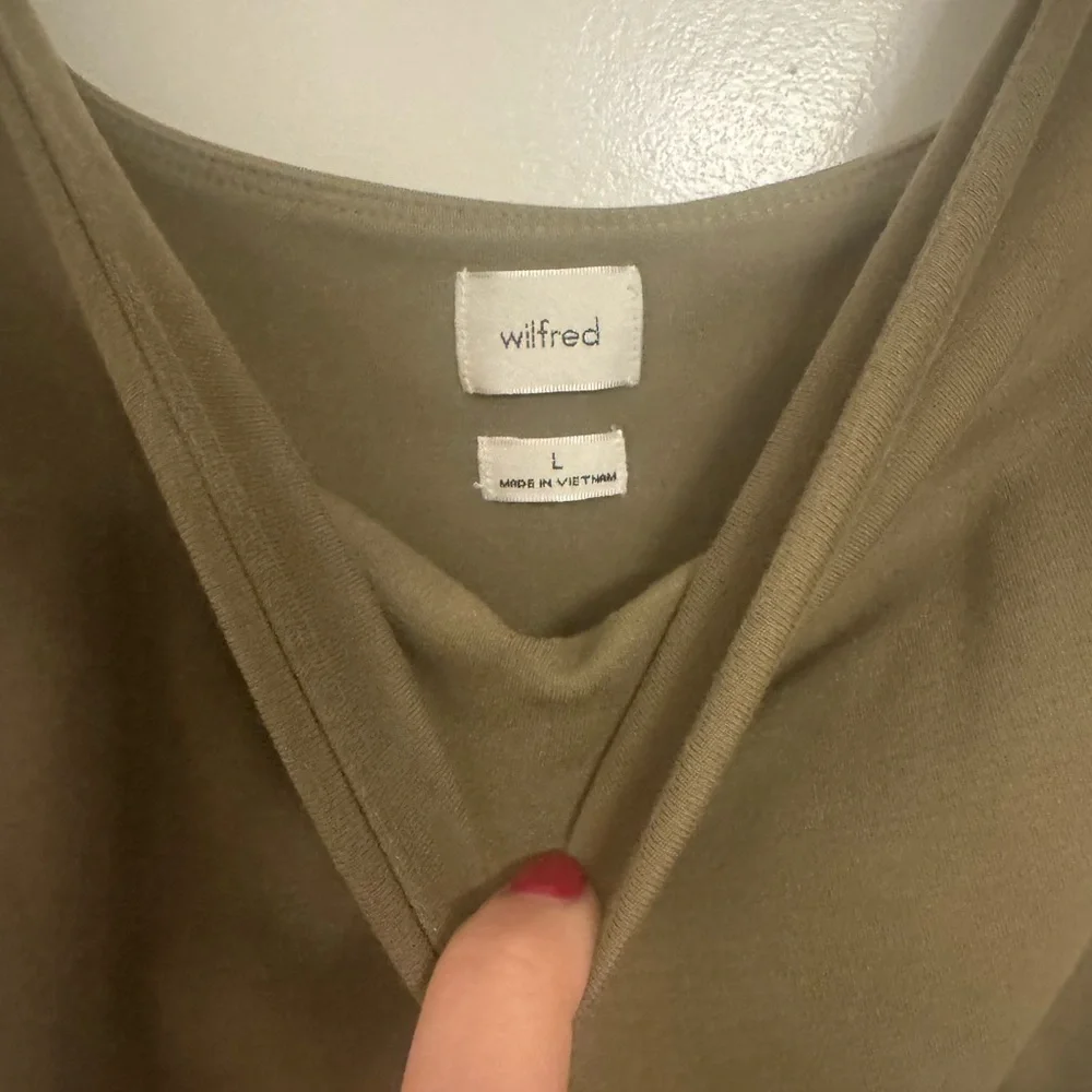 Aritzia Wilfred Olive Green Wrap Dress - Picture 6 of 7